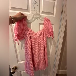 Amanda Uprichard Pink and White Sicily Dress - Size M